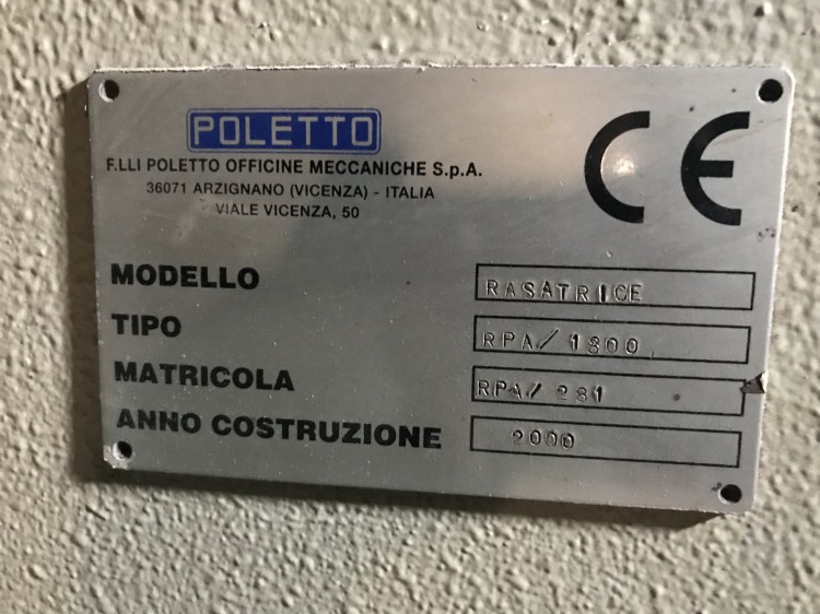 Shaving machines - Poletto - RPA 1800